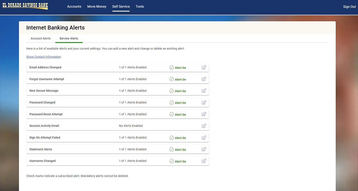 Internet Banking Alerts Internet Banking Alerts